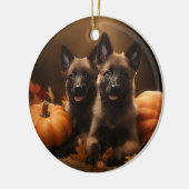 Belgische Herder Puppy Herfst Delight Pompoen Keramisch Ornament (Links)