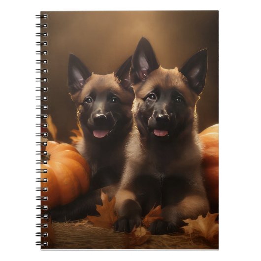 Belgische Herder Puppy Herfst Delight Pompoen Notitieboek (Voorkant)