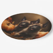 Belgische Herder Puppy Herfst Delight Pompoen Papieren Bordje (Gekanteld)