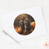 Belgische Herder Puppy Herfst Delight Pompoen Ronde Sticker (Envelop)