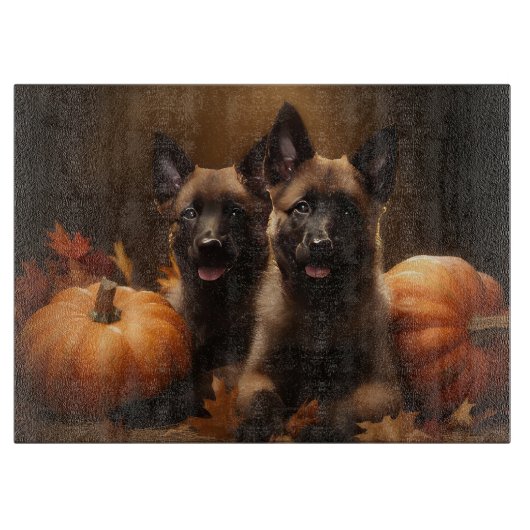 Belgische Herder Puppy Herfst Delight Pompoen Snijplank (Voorkant)