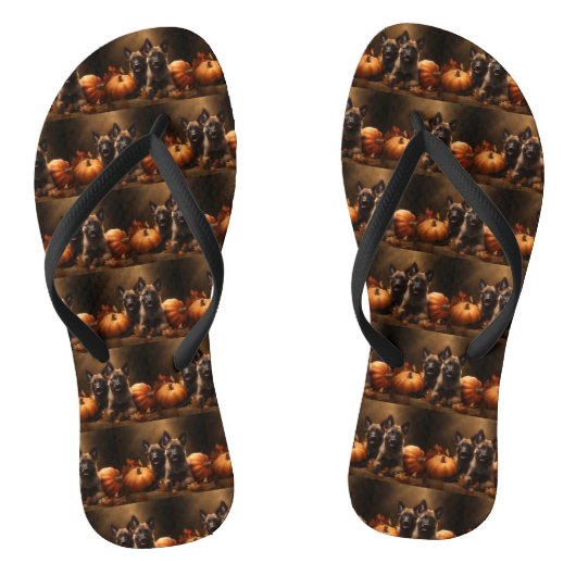 Belgische Herder Puppy Herfst Delight Pompoen Teenslippers (Voetbed)