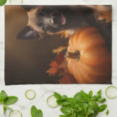 Belgische Herder Puppy Herfst Delight Pompoen Theedoek (Gevouwen)