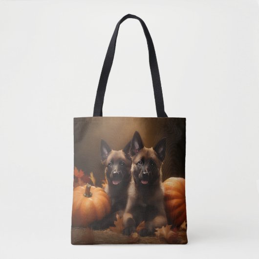 Belgische Herder Puppy Herfst Delight Pompoen Tote Bag (Voorkant)