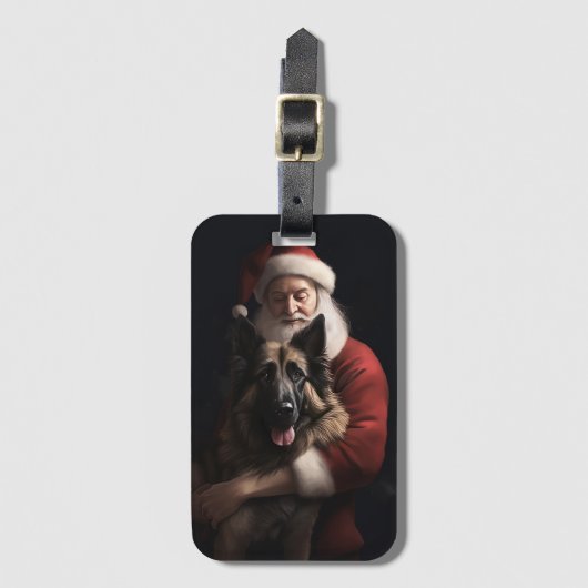 Belgische Herder Sinterklaas Feestelijke Kerstmis Bagagelabel (Voorkant (verticaal))