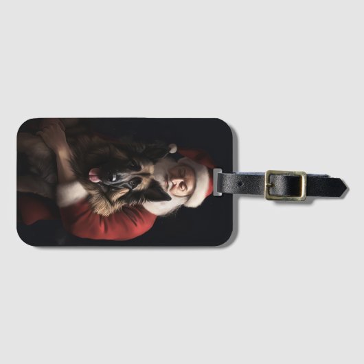 Belgische Herder Sinterklaas Feestelijke Kerstmis Bagagelabel (Voorkant (horizontaal))