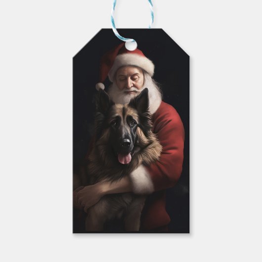 Belgische Herder Sinterklaas Feestelijke Kerstmis Cadeaulabel (Voorkant)