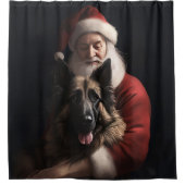Belgische Herder Sinterklaas Feestelijke Kerstmis Douchegordijn (Voorkant)