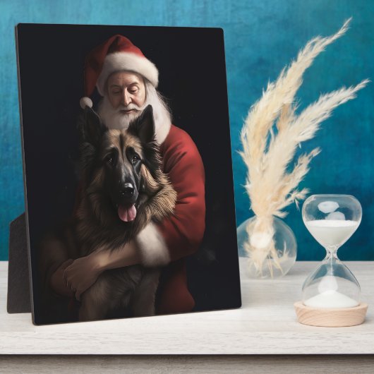 Belgische Herder Sinterklaas Feestelijke Kerstmis Fotoplaat (Zijkant)