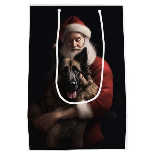 Belgische Herder Sinterklaas Feestelijke Kerstmis Medium Cadeauzakje (Achterkant)