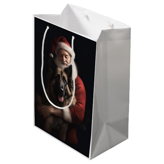 Belgische Herder Sinterklaas Feestelijke Kerstmis Medium Cadeauzakje (Achterkant Gekanteld)