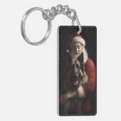Belgische Herder Sinterklaas Feestelijke Kerstmis Sleutelhanger (Voorkant Links)
