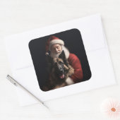 Belgische Herder Sinterklaas Feestelijke Kerstmis Vierkante Sticker (Envelop)