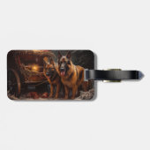 Belgische Herder Sneeuwslee Kerstdecoratie Bagagelabel (Achterkant horizontaal)