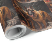 Belgische Herder Sneeuwslee Kerstdecoratie Cadeaupapier (Rol Hoek)