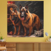 Belgische Herder Sneeuwslee Kerstdecoratie Canvas Afdruk (Insitu (Woonkamer))