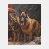 Belgische Herder Sneeuwslee Kerstdecoratie Fleece Deken (Voorkant)
