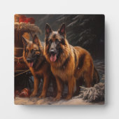 Belgische Herder Sneeuwslee Kerstdecoratie Fotoplaat (Voorkant)