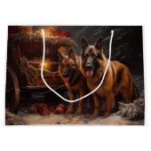 Belgische Herder Sneeuwslee Kerstdecoratie Groot Cadeauzakje (Voorkant)