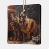 Belgische Herder Sneeuwslee Kerstdecoratie Keramisch Ornament (Links)