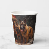 Belgische Herder Sneeuwslee Kerstdecoratie Papieren Bekers (Voorkant)