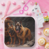 Belgische Herder Sneeuwslee Kerstdecoratie Papieren Bordje (Feest)