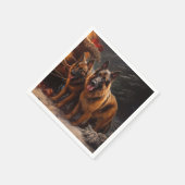 Belgische Herder Sneeuwslee Kerstdecoratie Servet (Hoek)