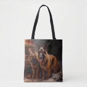 Belgische Herder Sneeuwslee Kerstdecoratie Tote Bag (Voorkant)