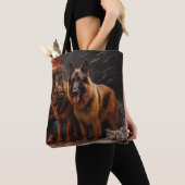 Belgische Herder Sneeuwslee Kerstdecoratie Tote Bag (Dichtbij)