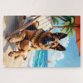 Belgische herder strand relax scène legpuzzel (Horizontaal)