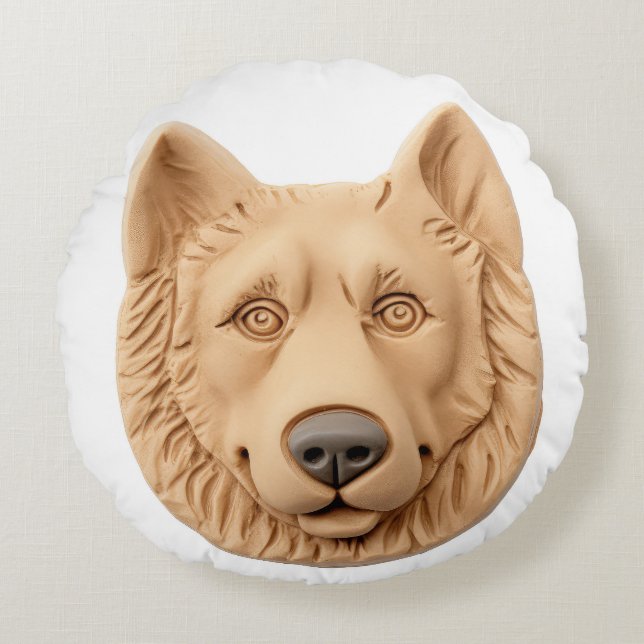 Belgische Herdershond 3D Geïnspireerd Rond Kussen (Voorkant)