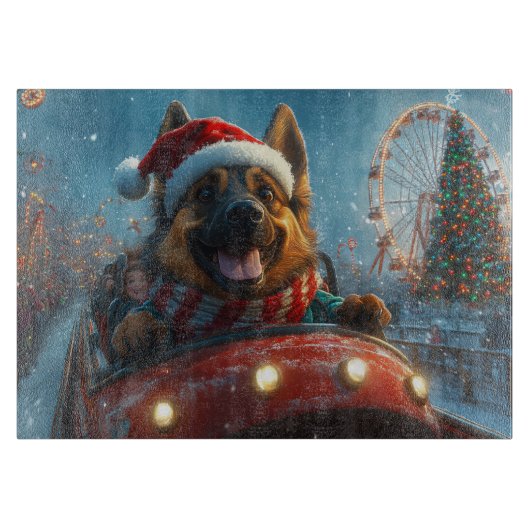 Belgische Herdershond Achterbaan Kerstmis Snijplank (Voorkant)