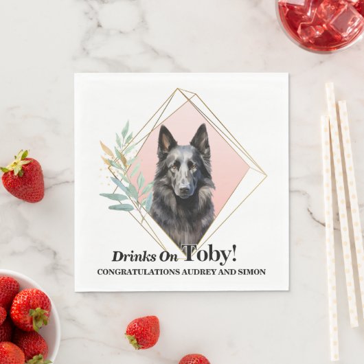 Belgische herdershond bruiloft servetten met honde (Insitu)