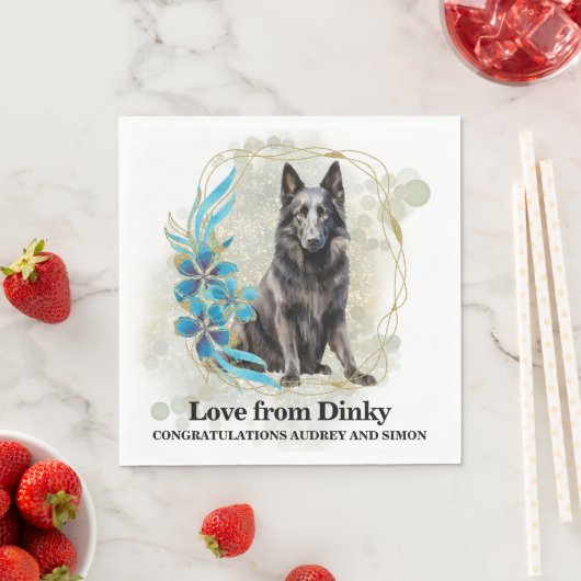 Belgische herdershond bruiloft servetten met honde (Insitu)