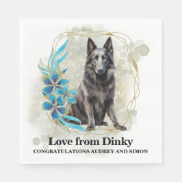 Belgische herdershond bruiloft servetten met honde