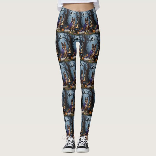 Belgische herdershond grillig Halloween schilderij Leggings (Voorkant)