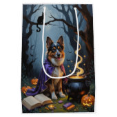 Belgische herdershond grillig Halloween schilderij Medium Cadeauzakje (Achterkant)