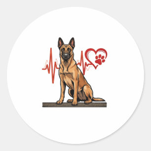 Belgische Herdershond Hartslag Poot Hart Ronde Sticker