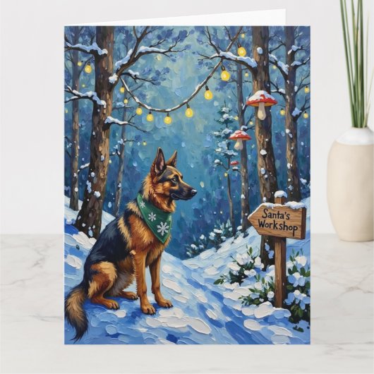 Belgische Herdershond Kerst Betoverd Bos Kaart (Voorkant)