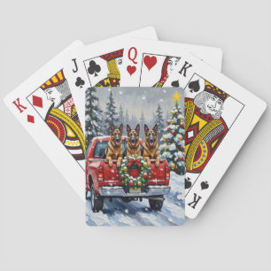 Belgische Herdershond Kerst Rode Truck Vakantie Pokerkaarten