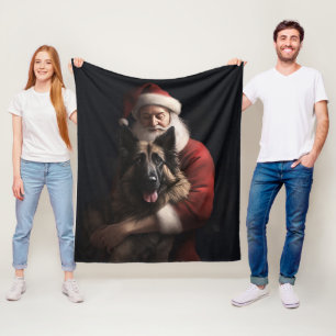 Belgische Herdershond Kerstman Festive Kerstmis Fleece Deken