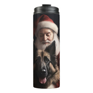 Belgische Herdershond Kerstman Festive Kerstmis Thermosbeker