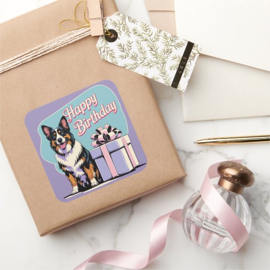 Belgische herdershond kleurrijk vierkante sticker (Geschenken)