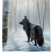 Belgische herdershond laat het sneeuwen Kerstmis Douchegordijn (Voorkant)