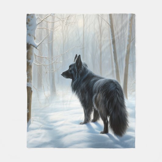 Belgische herdershond laat het sneeuwen Kerstmis Fleece Deken (Voorkant)
