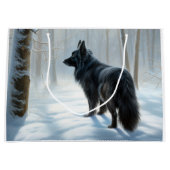 Belgische herdershond laat het sneeuwen Kerstmis Groot Cadeauzakje (Voorkant)