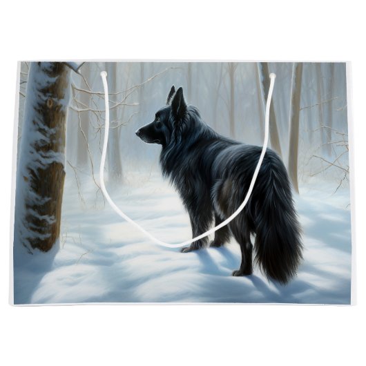 Belgische herdershond laat het sneeuwen Kerstmis Groot Cadeauzakje (Voorkant)