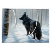 Belgische herdershond laat het sneeuwen Kerstmis Groot Cadeauzakje (Achterkant)