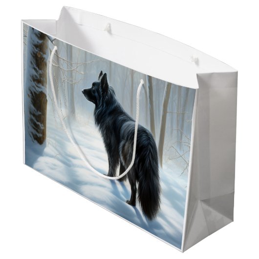 Belgische herdershond laat het sneeuwen Kerstmis Groot Cadeauzakje (Achterkant Gekanteld)