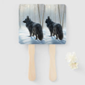 Belgische herdershond laat het sneeuwen Kerstmis Handwaaier (Voorkant en achterkant)